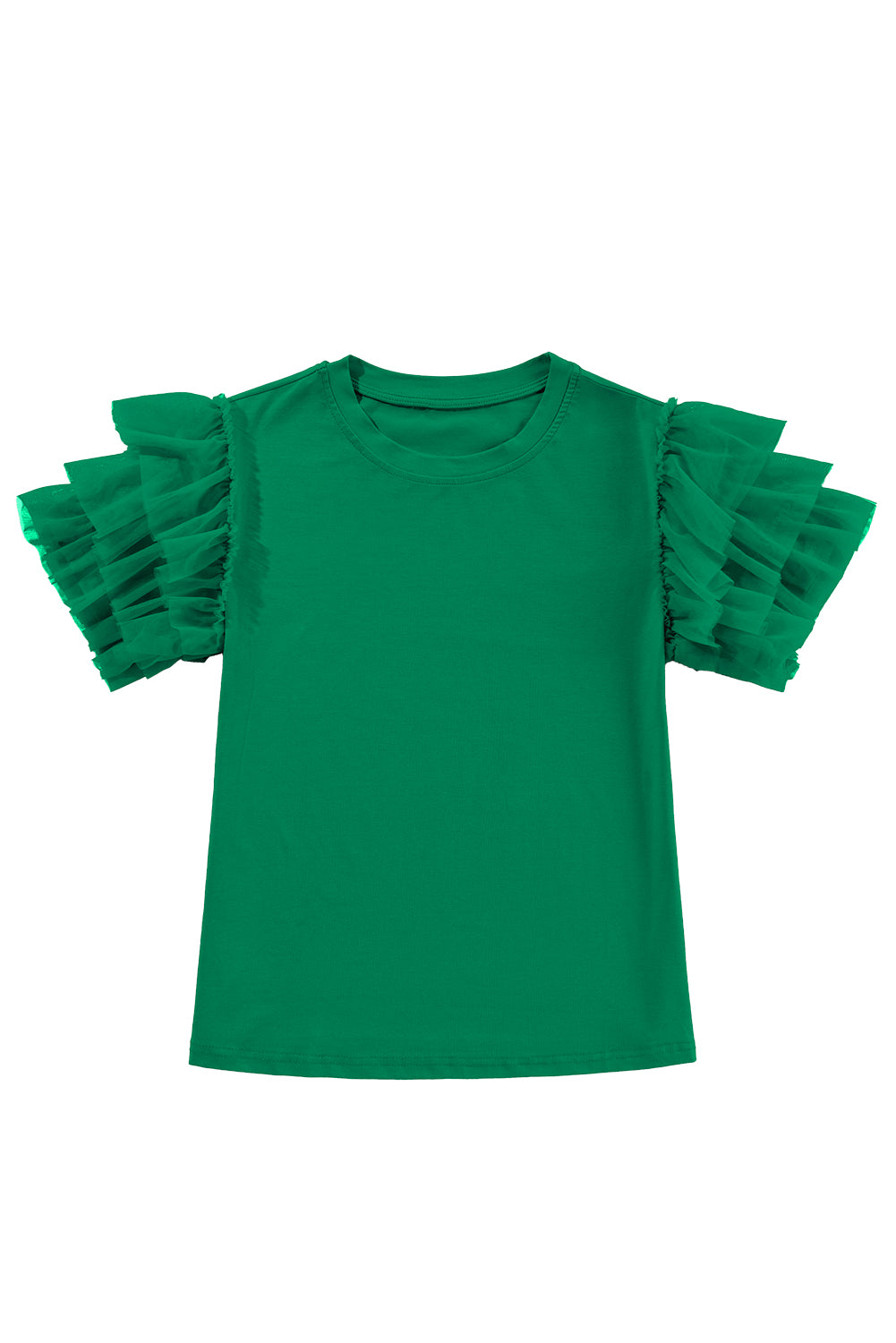 Round Neck Ruffle Sleeve Blouse