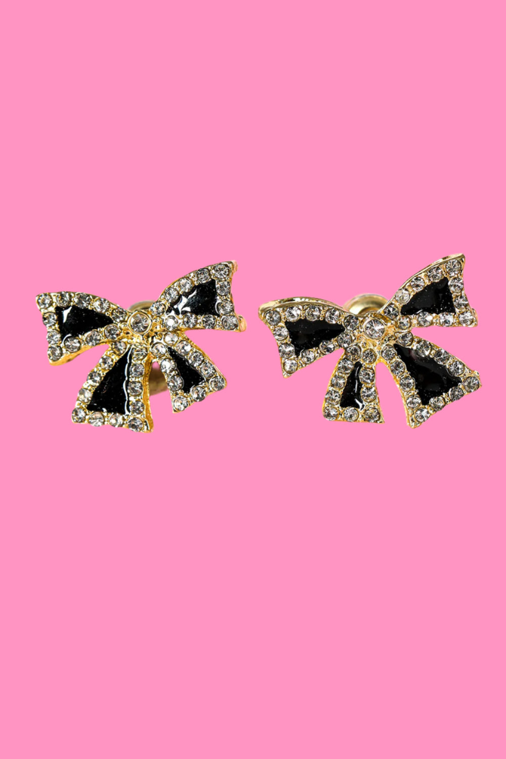 Black Rhinestone Bowknot Stud Earrings