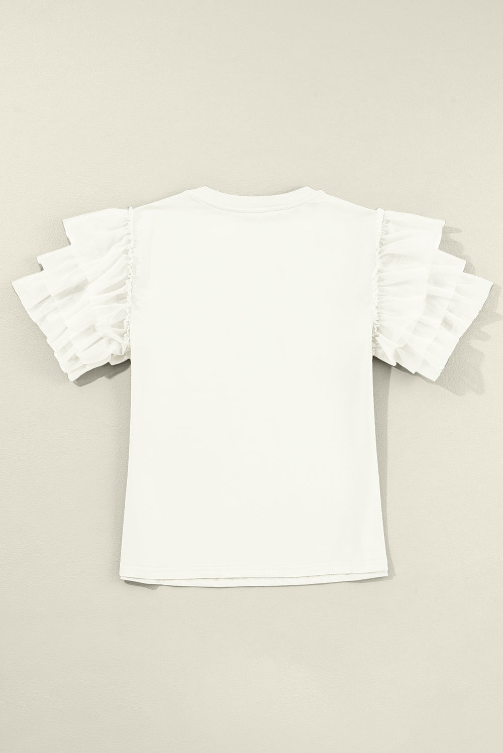 Round Neck Ruffle Sleeve Blouse