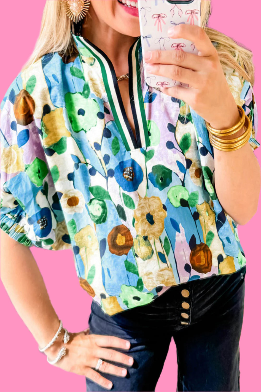 Floral Print Boho Blouse