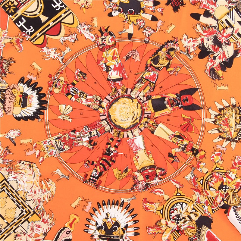 Twill Silk Square Scarf Mythical Series Printed Scarf