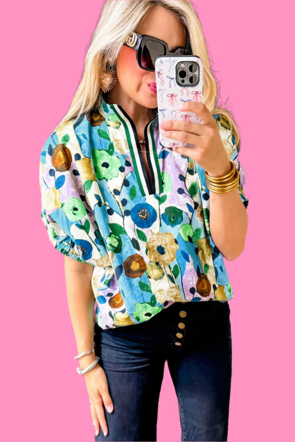 Floral Print Boho Blouse