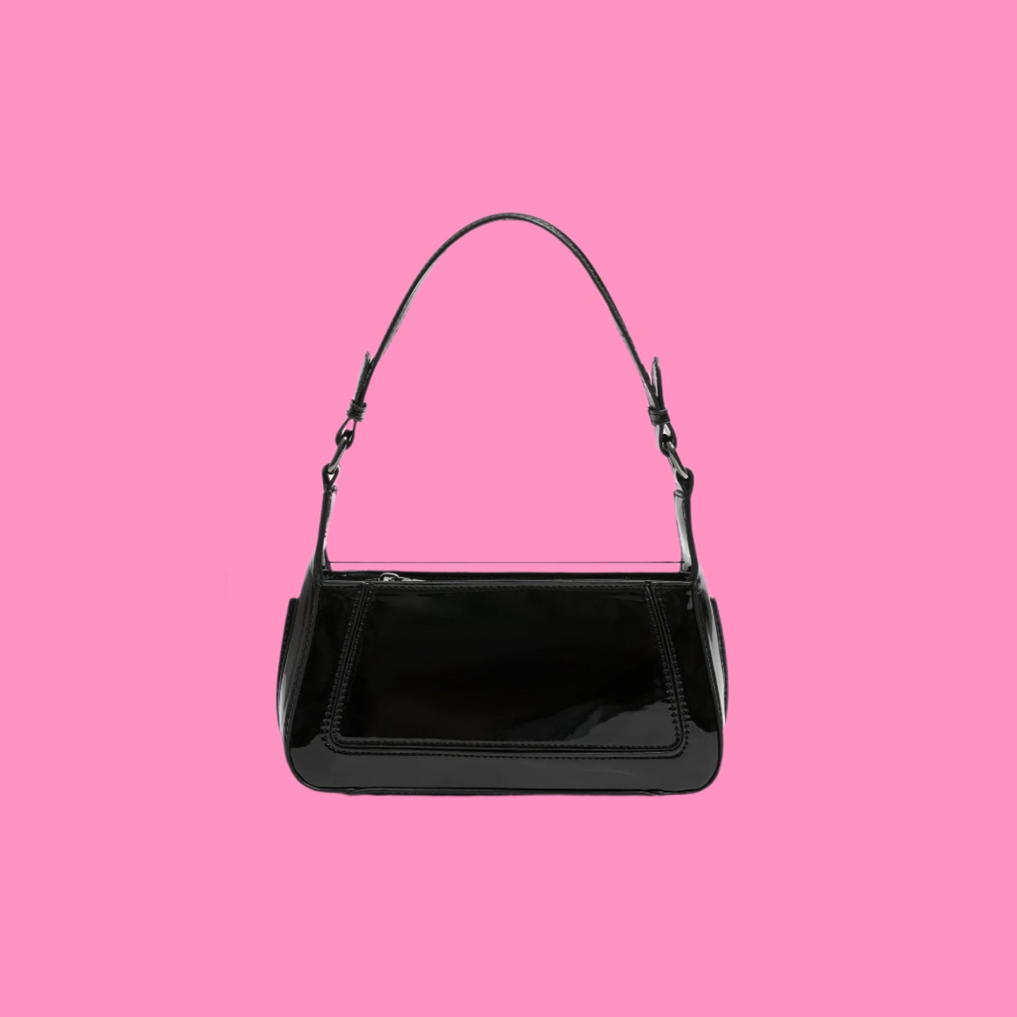 Square Faux Patent Finished Shoulder Bag