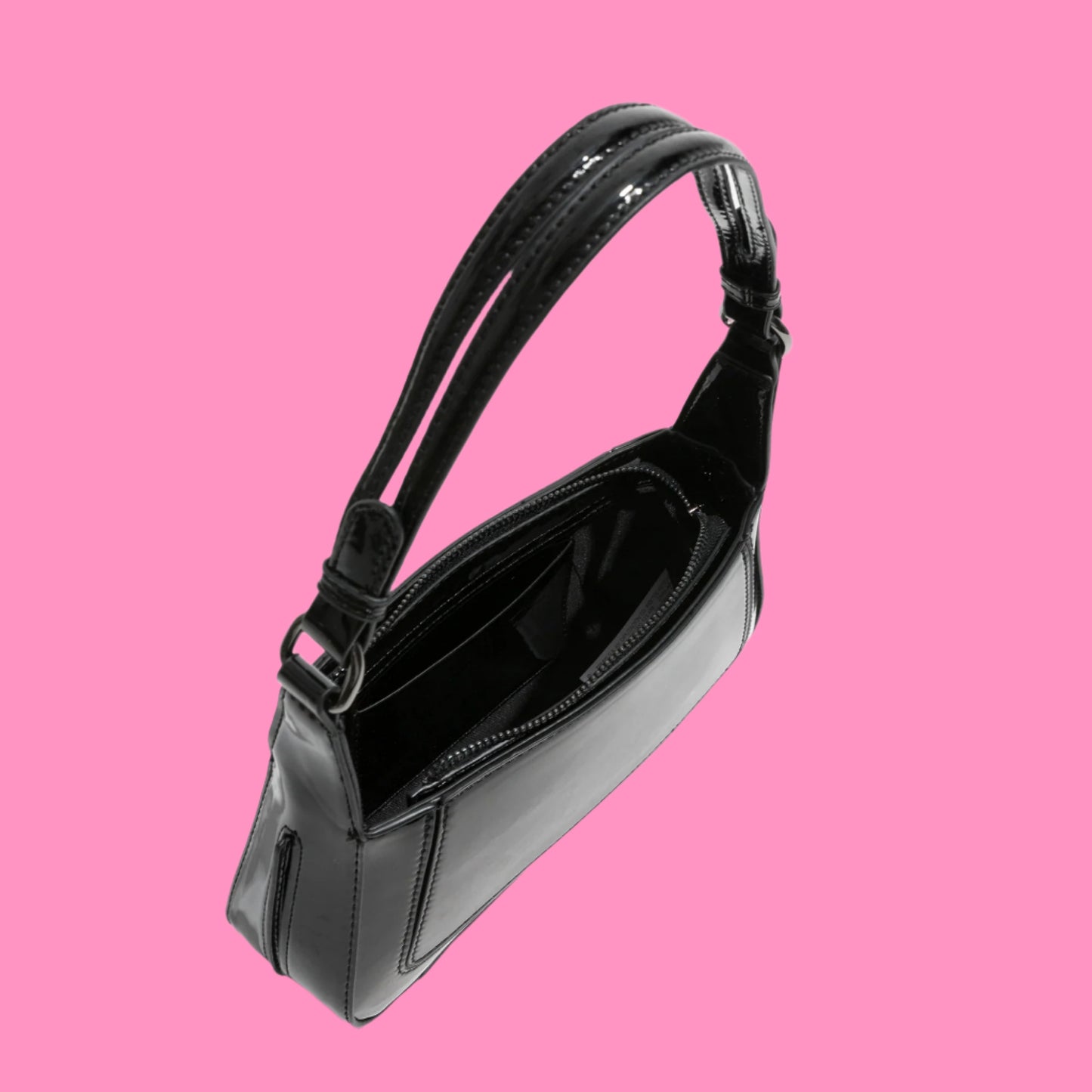 Square Faux Patent Finished Shoulder Bag