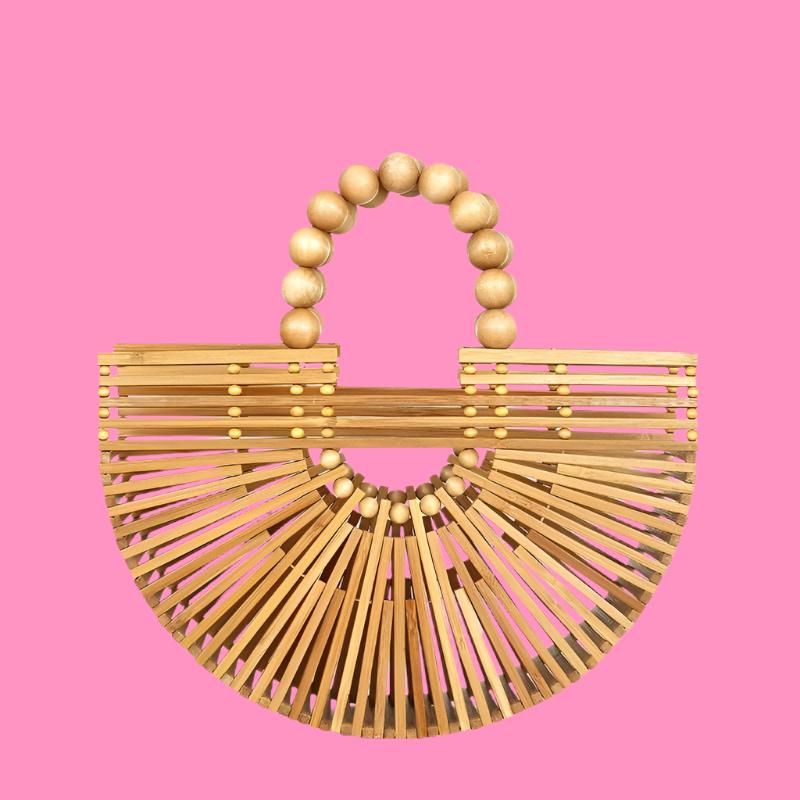 Super Fire Handwoven Bamboo Joint Bag Womens New Bamboo Woven Bamboo Basket Bag Beach Holiday Handbag
