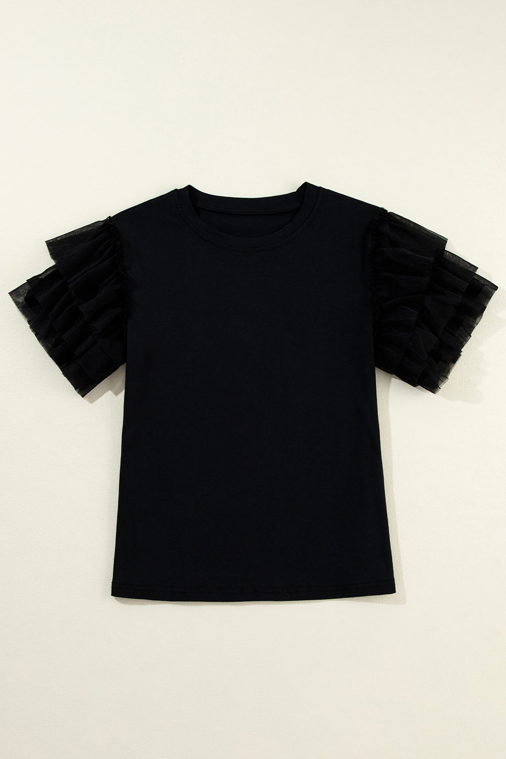 Round Neck Ruffle Sleeve Blouse
