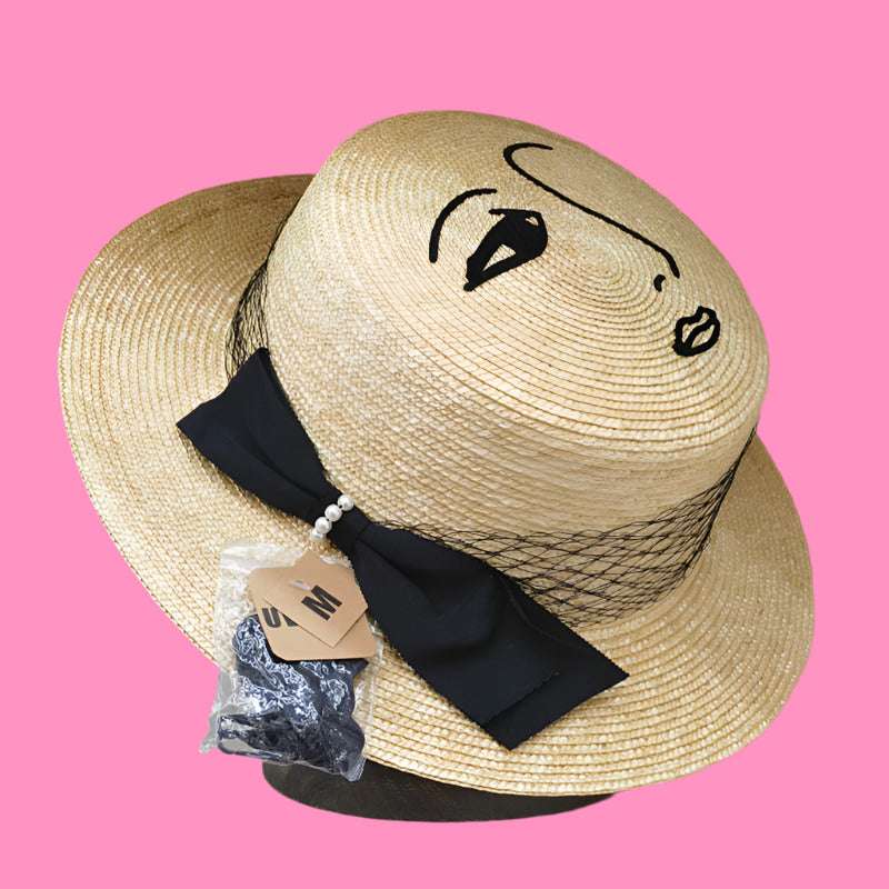 Fashion Lace Bow Wide Brim Nature Straw Sunhat Hat