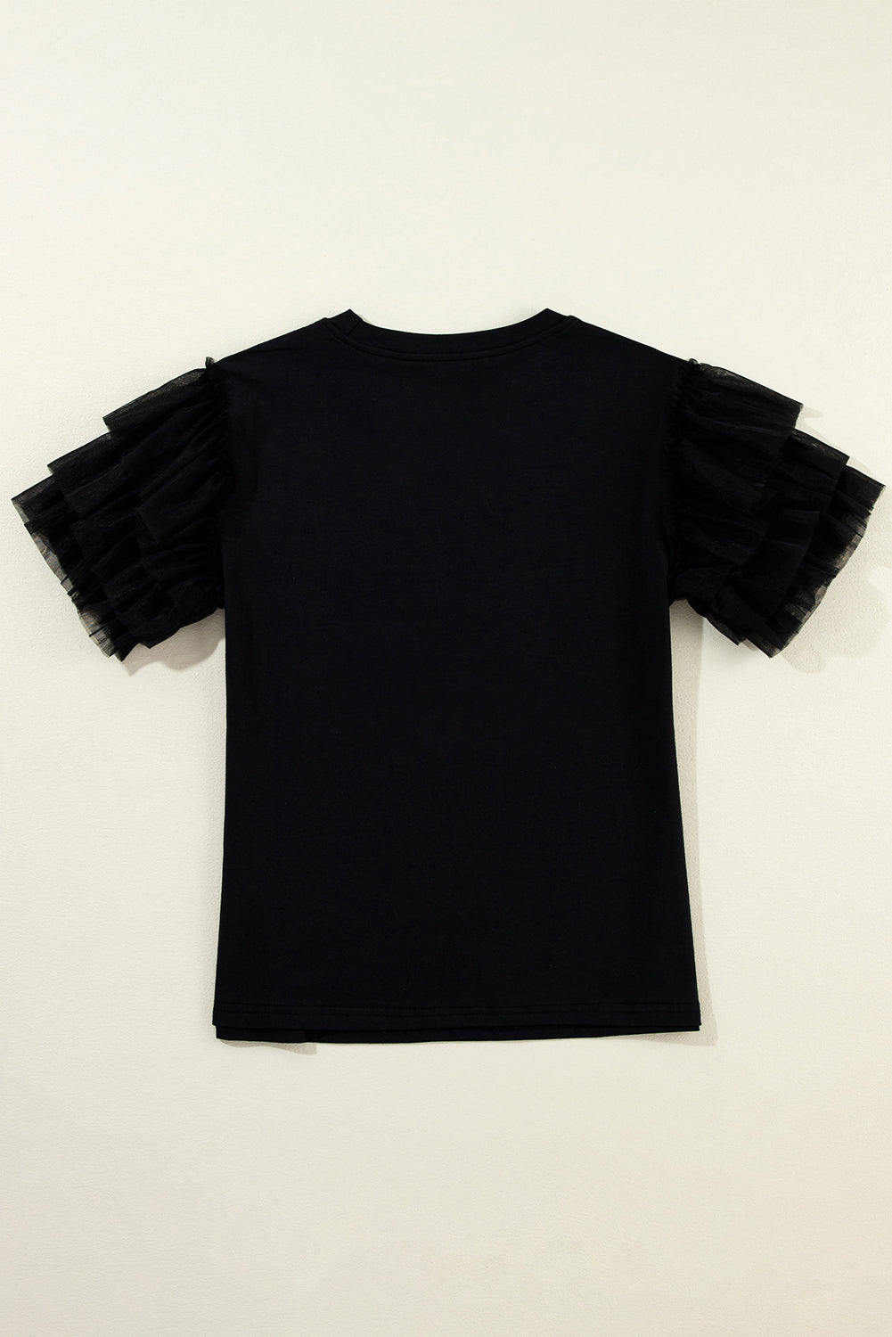 Round Neck Ruffle Sleeve Blouse