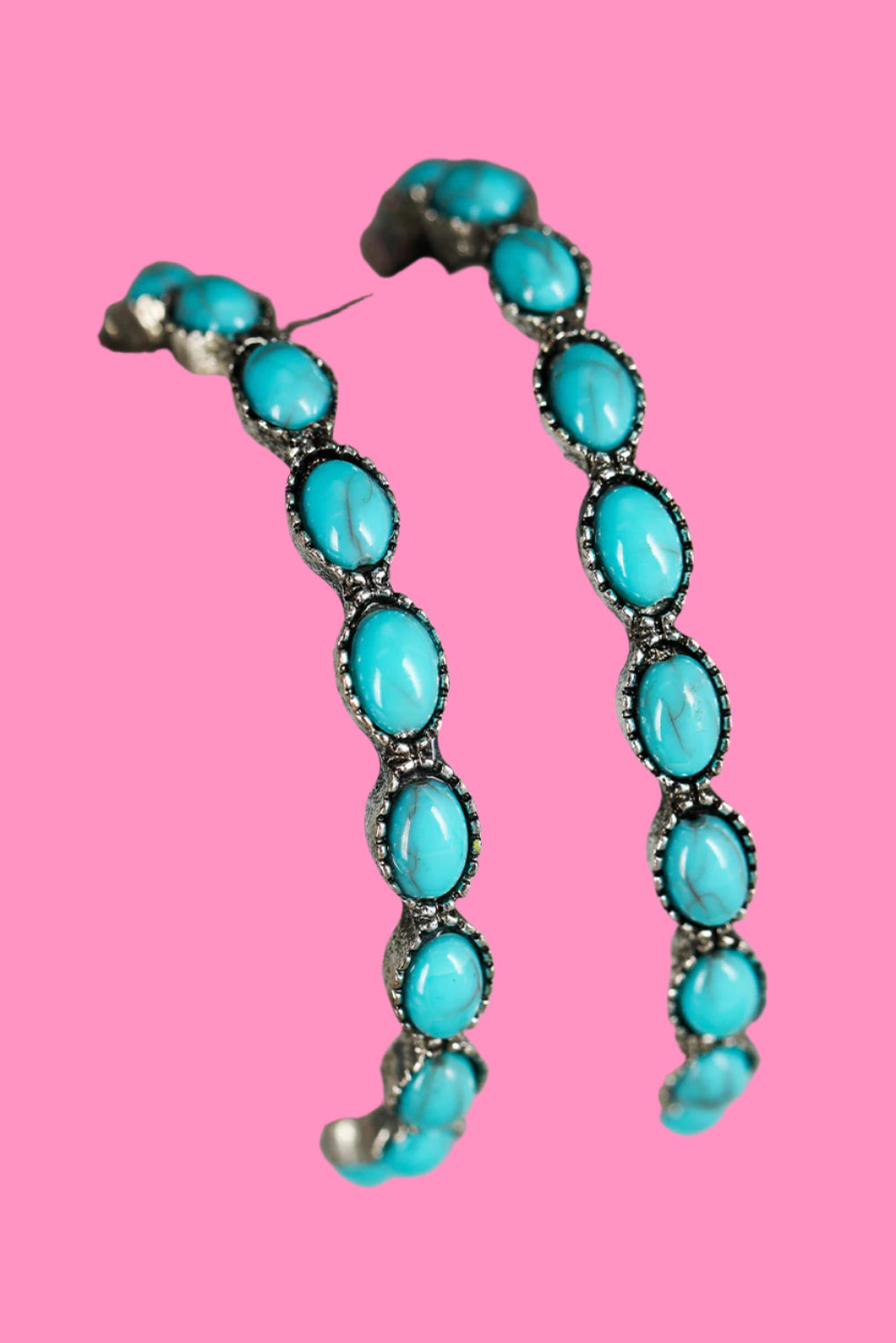 Bonbon Turquoise Big Circle C Shaped Earrings