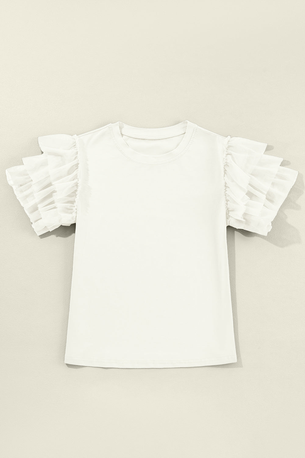Round Neck Ruffle Sleeve Blouse