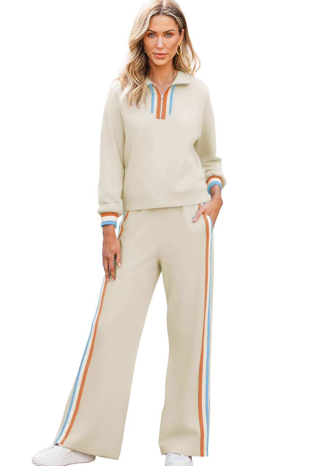 Quarter Zip Pullover Loose Pants Set