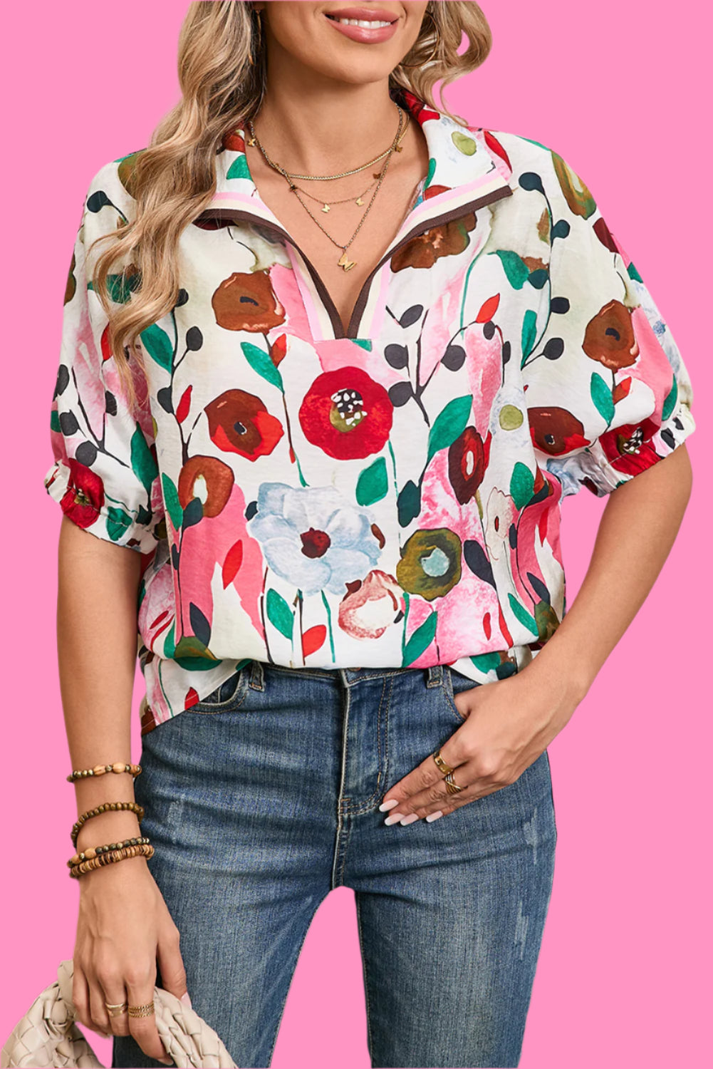 Floral Print Boho Blouse