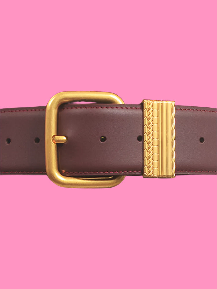 Vintage Gold Needle Buckle Slim Cowhide Belt – Simple & Elegant Genuine Leather