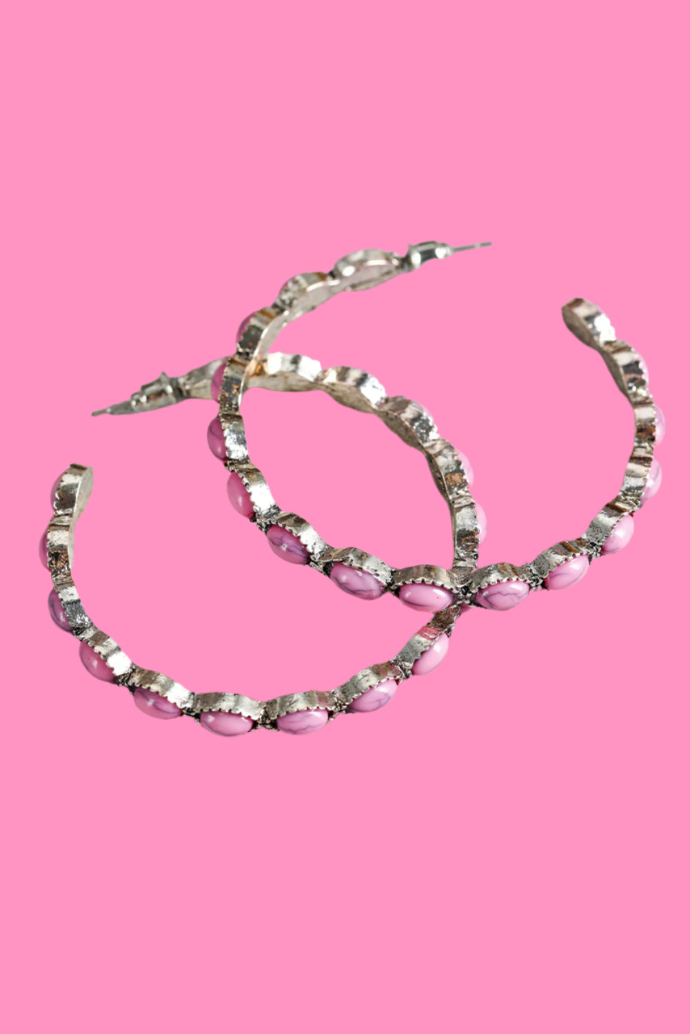 Bonbon Turquoise Big Circle C Shaped Earrings