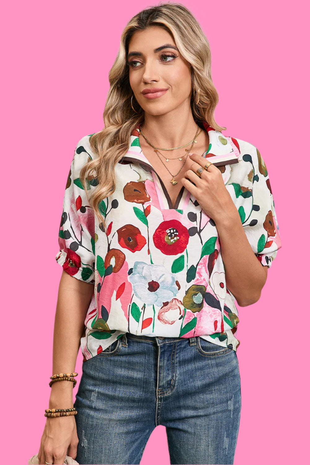Floral Print Boho Blouse