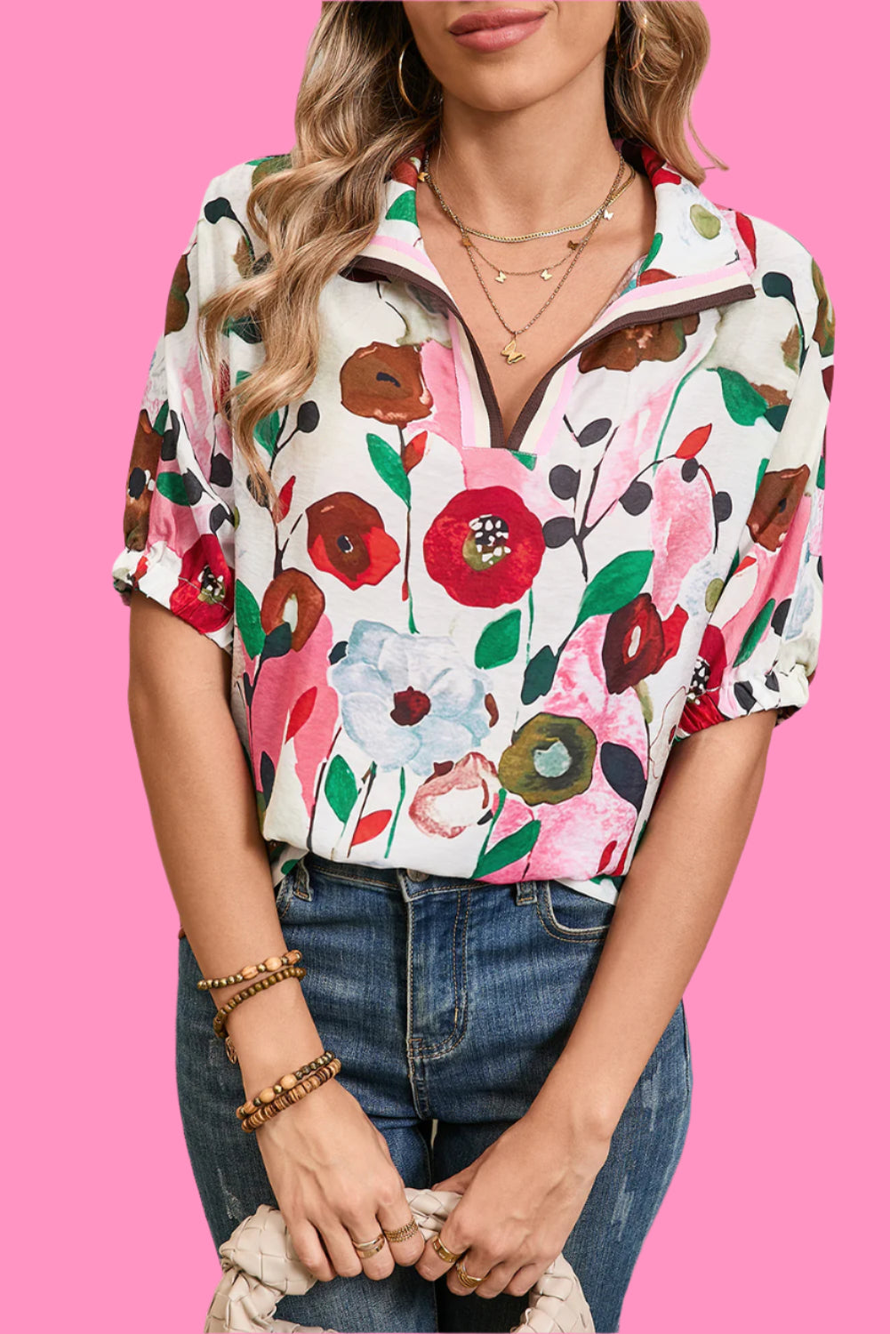 Floral Print Boho Blouse