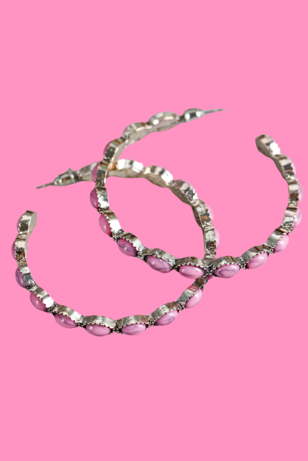 Bonbon Turquoise Big Circle C Shaped Earrings