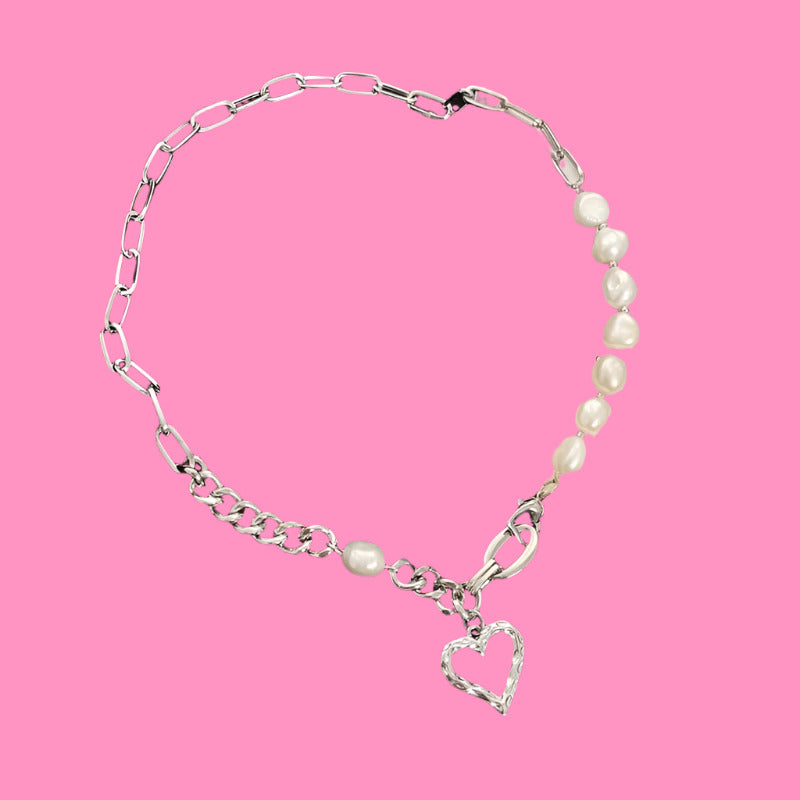 Natural Pearl Love Stitching Necklace