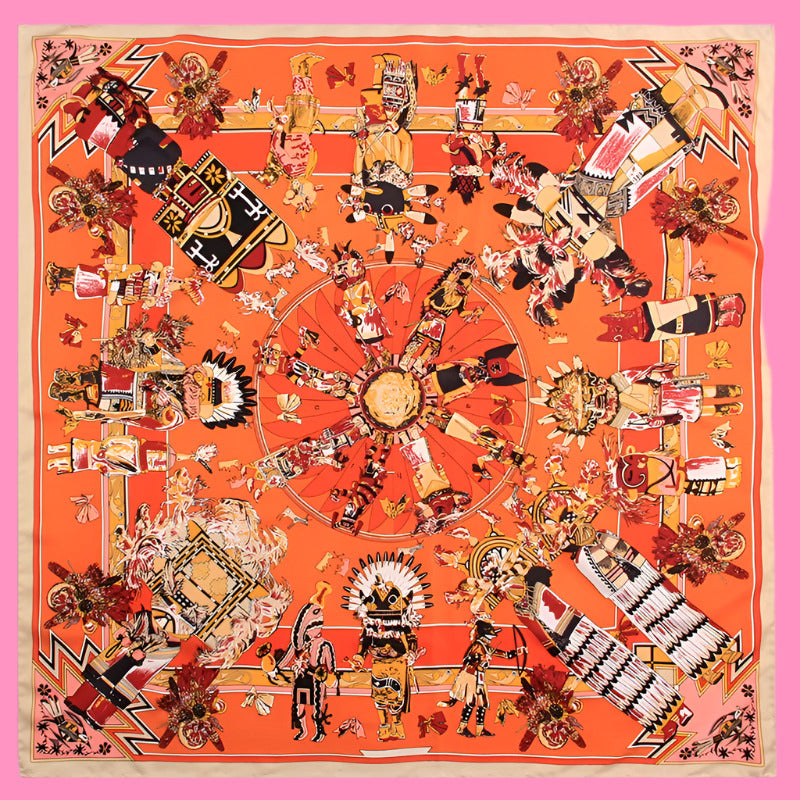 Twill Silk Square Scarf Mythical Series Printed Scarf