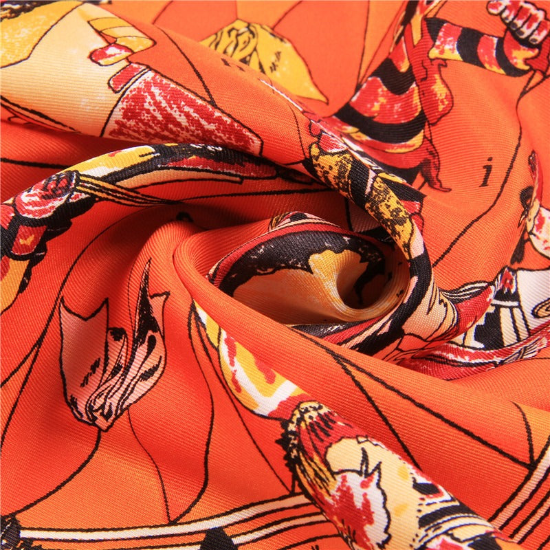 Twill Silk Square Scarf Mythical Series Printed Scarf