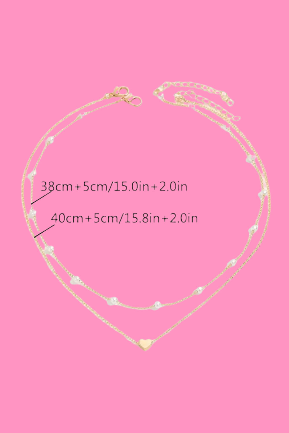 Gold Pearl Heart Chain Necklace