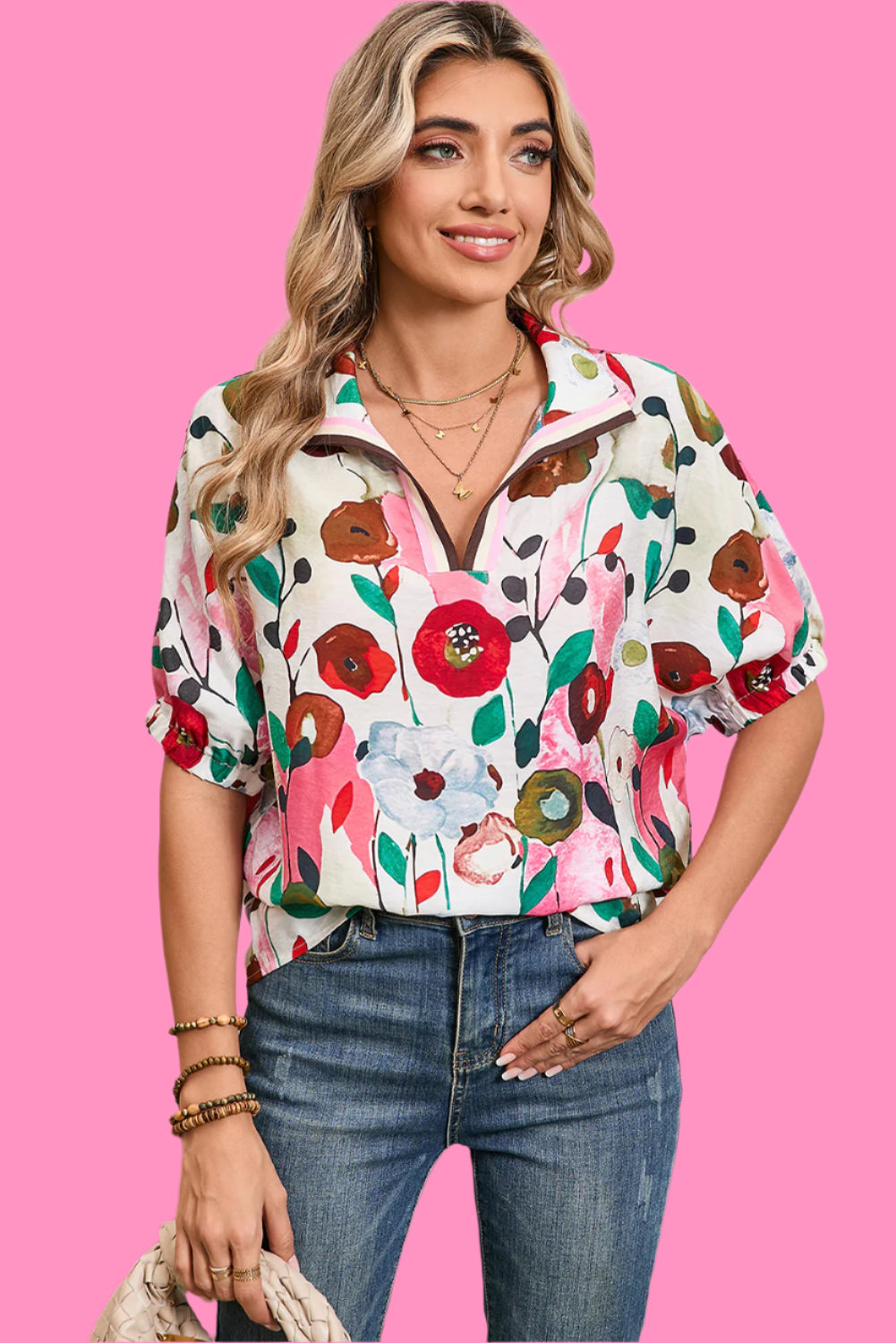 Floral Print Boho Blouse