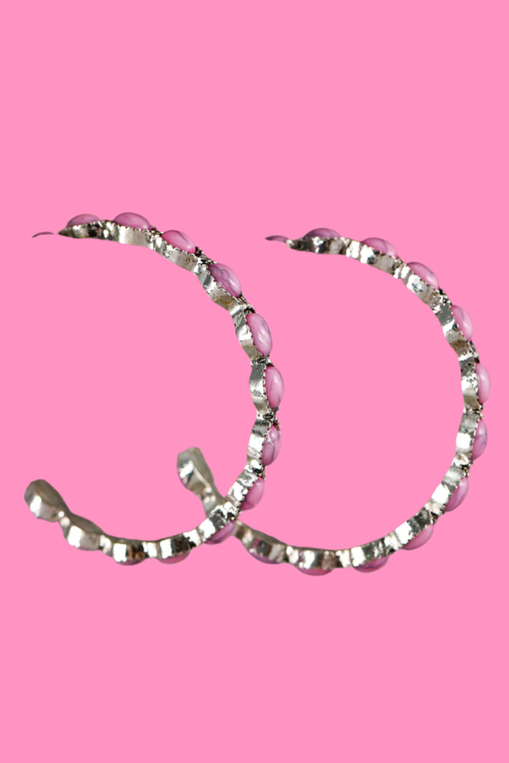 Bonbon Turquoise Big Circle C Shaped Earrings
