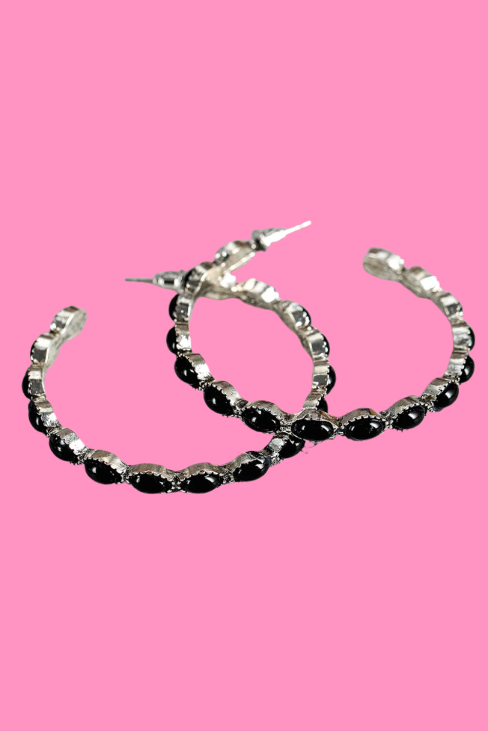 Bonbon Turquoise Big Circle C Shaped Earrings