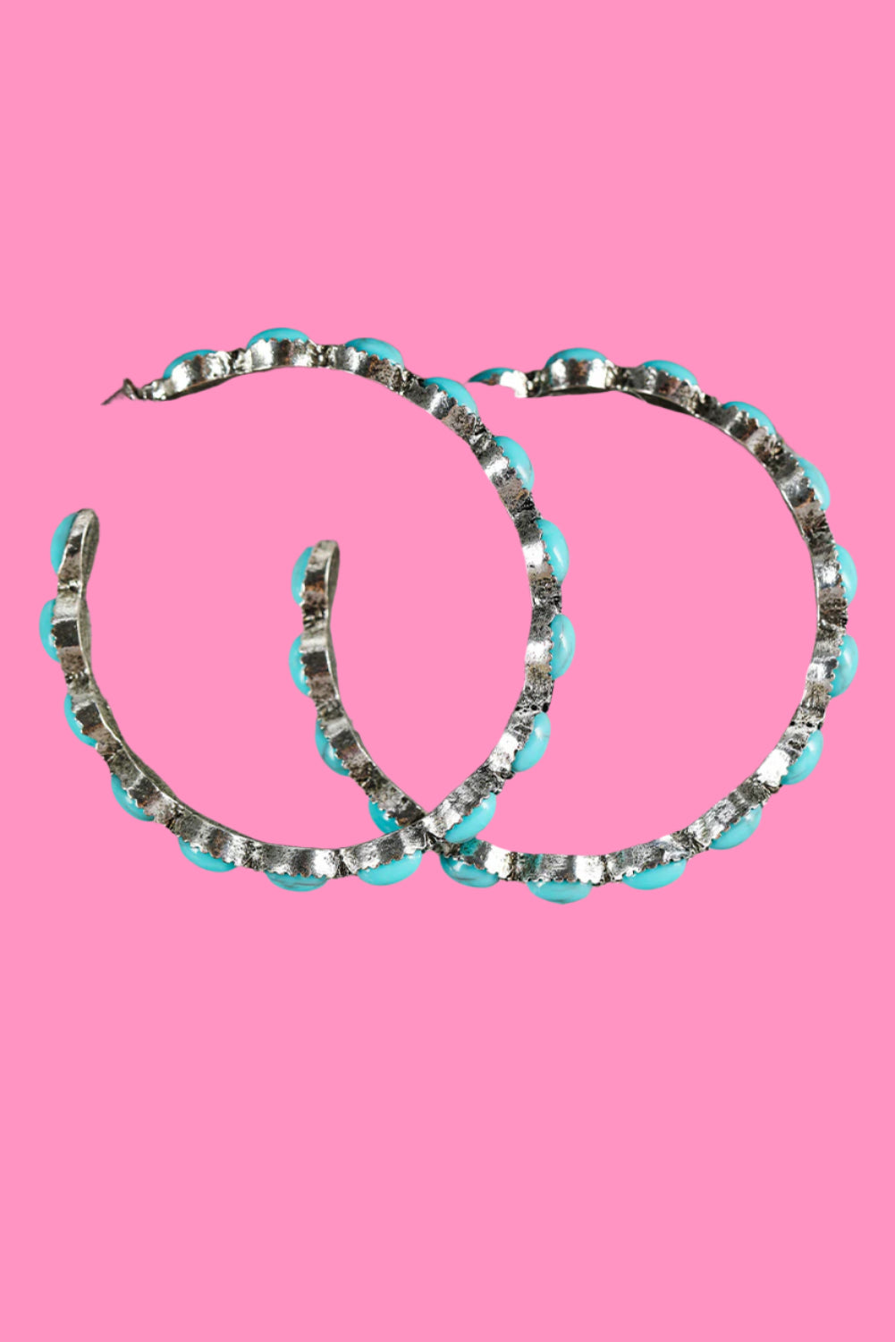 Bonbon Turquoise Big Circle C Shaped Earrings