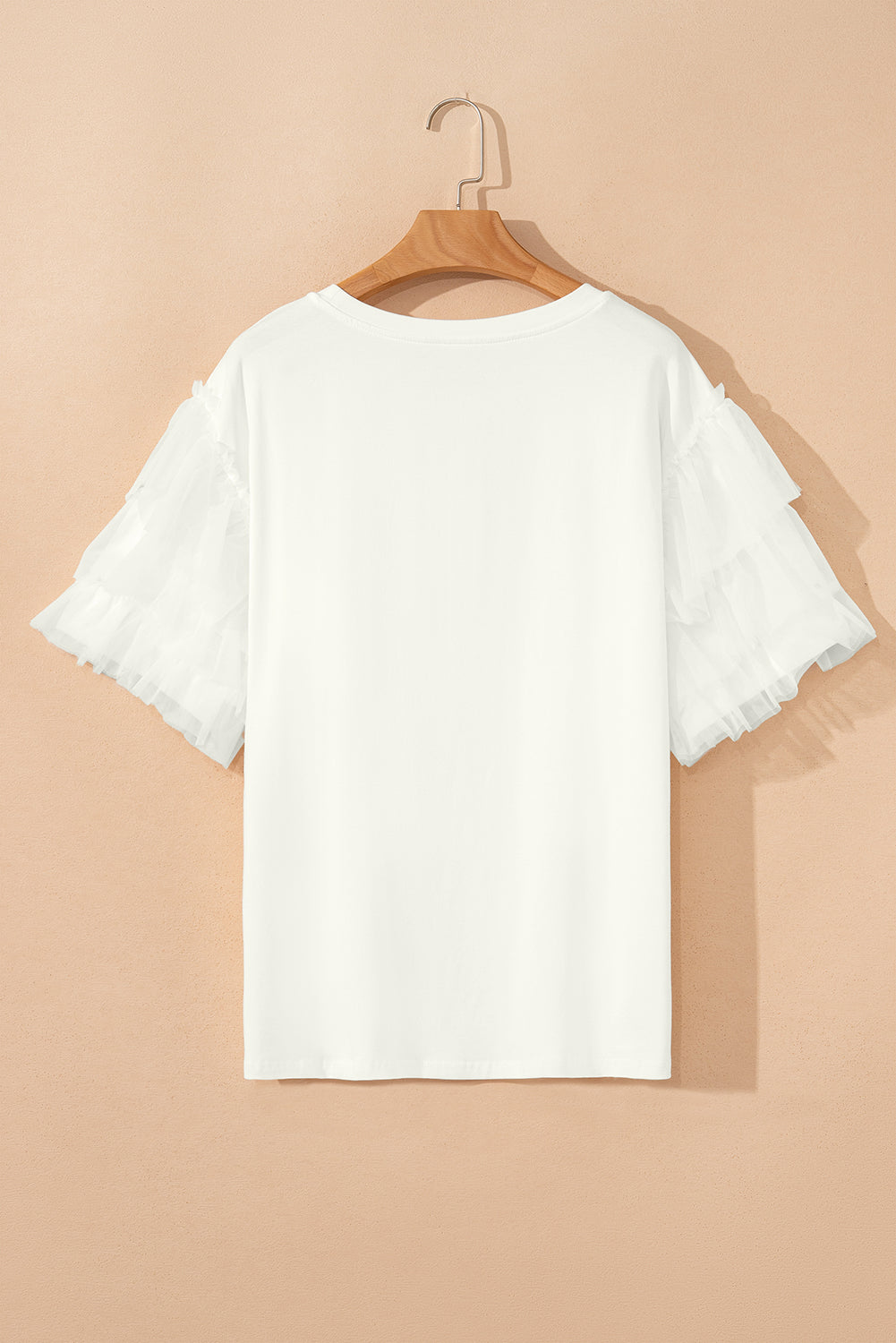 Round Neck Ruffle Sleeve Blouse