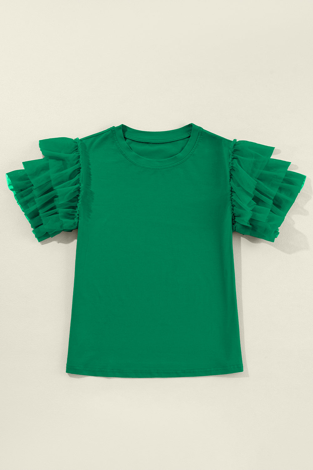 Round Neck Ruffle Sleeve Blouse