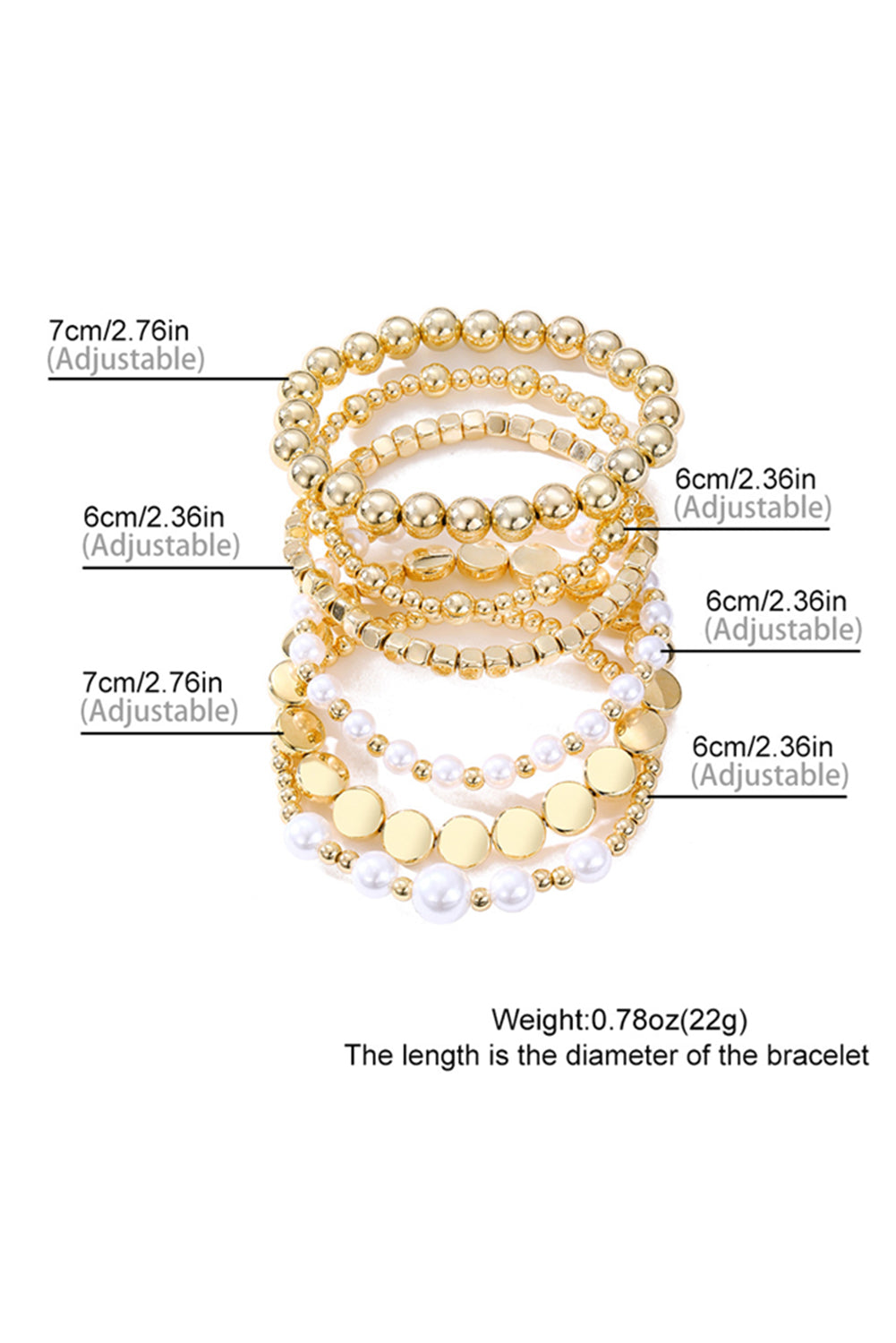 Gold Pearl Beaded Bracelet Set