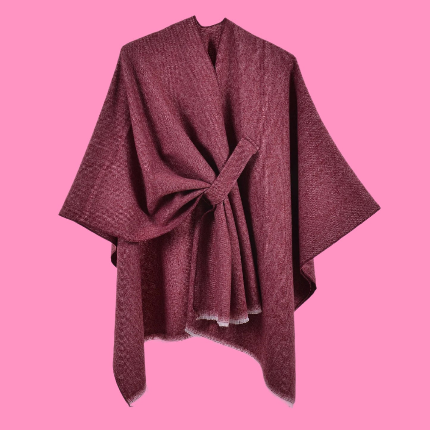 Warm cloak simple double-sided solid color slit imitation cashmere outer shawl