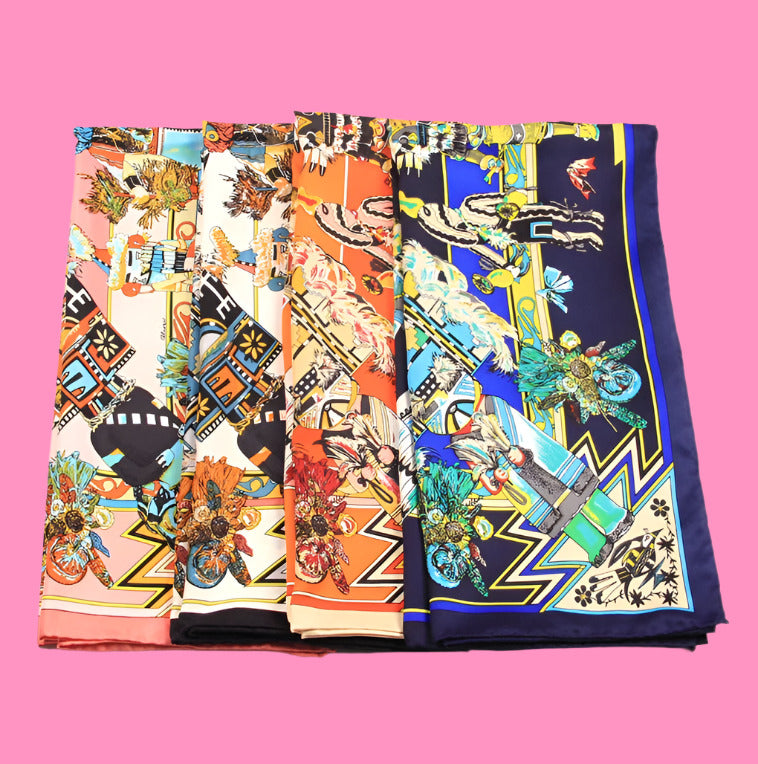 Twill Silk Square Scarf Mythical Series Printed Scarf