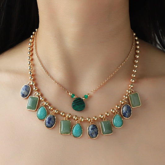 Turquoise Elegance Layered Necklace – Light Luxury Women's Jewelry