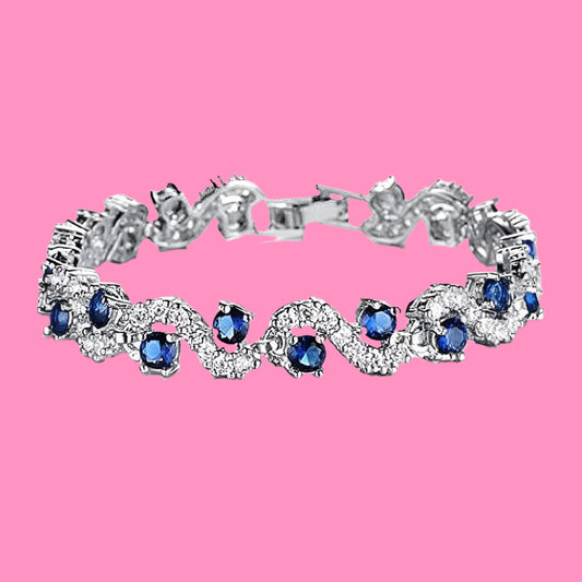 Crystalline Azuria 18K White Gold Plated Tennis Bracelet