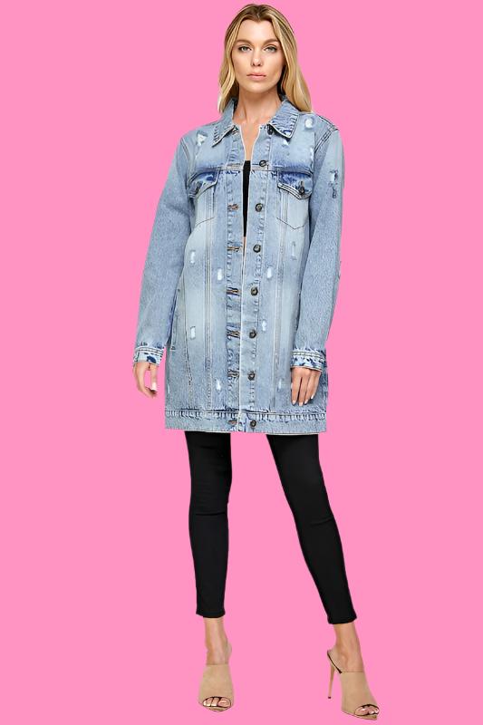 DENIM 3/4 JACKET DISTRESSED