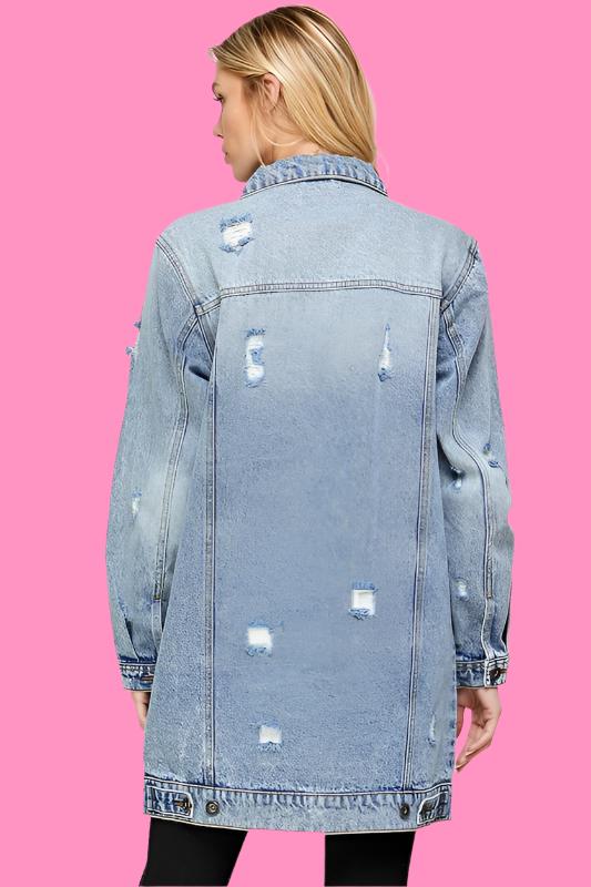 DENIM 3/4 JACKET DISTRESSED