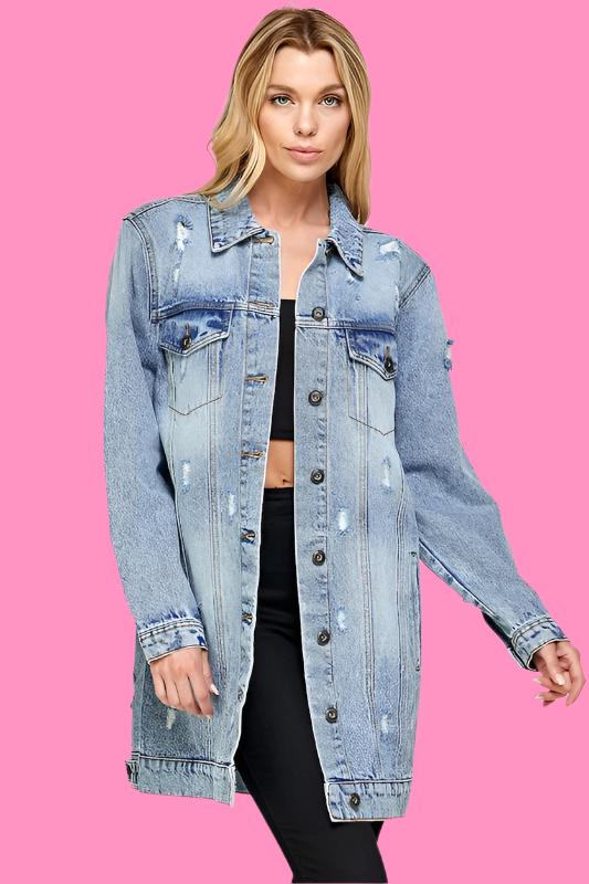 DENIM 3/4 JACKET DISTRESSED