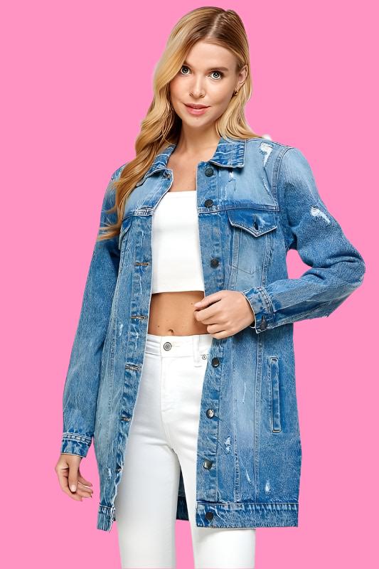 DENIM 3/4 JACKET DISTRESSED