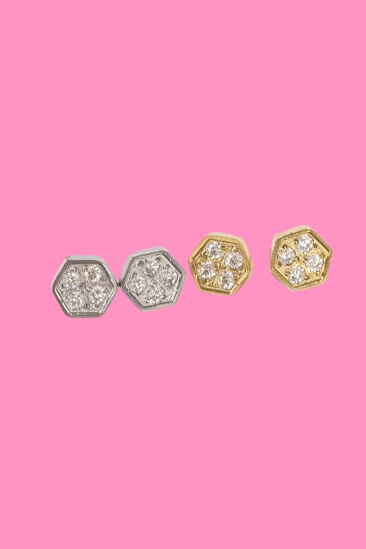 Bright Hexagon Stud Earrings