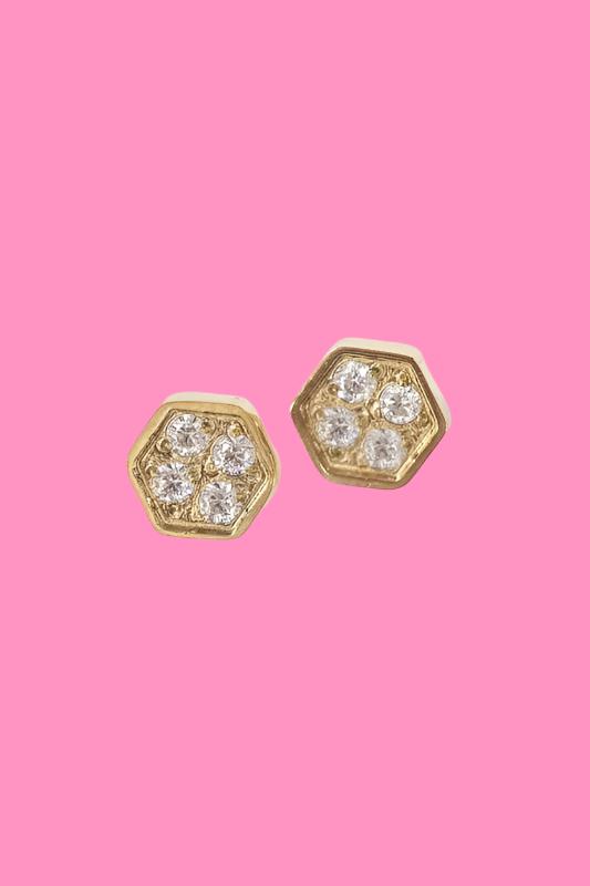 Bright Hexagon Stud Earrings