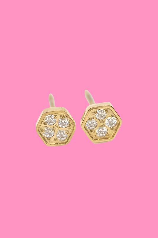 Bright Hexagon Stud Earrings