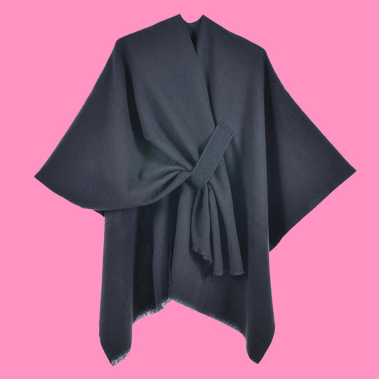 Warm cloak simple double-sided solid color slit imitation cashmere outer shawl