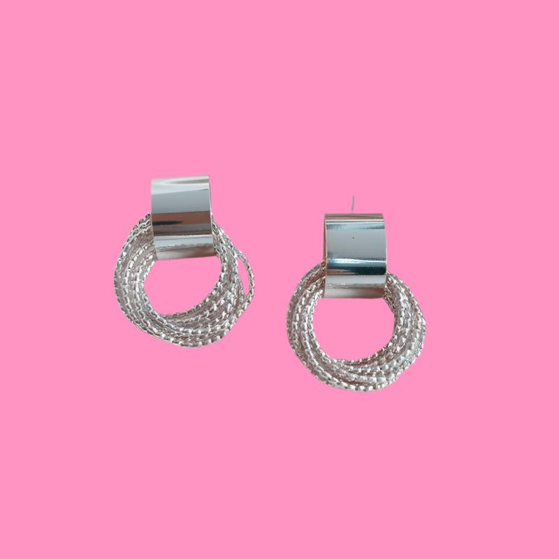 Advanced Cool Style 925 Silver Needle Geometric Earrings with Elegant Circle Earrings