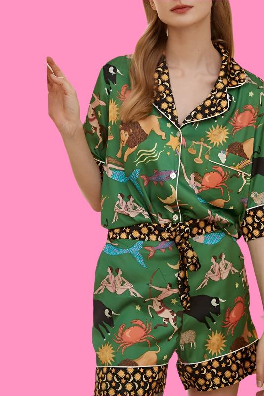 Printed two piece pajama set