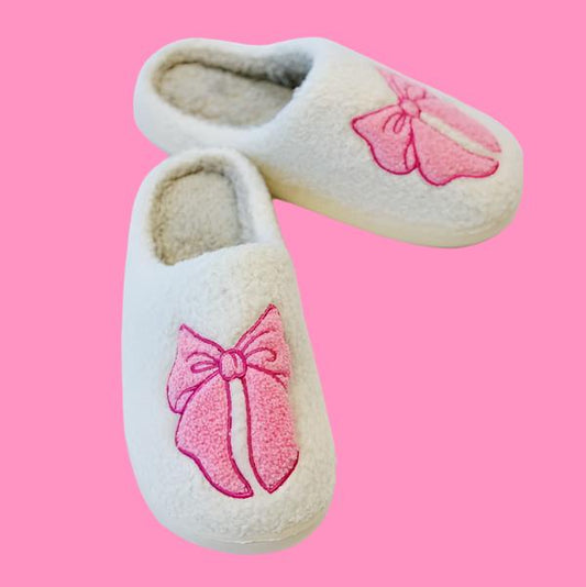 Pink Lounge Bow Cozy Slippers