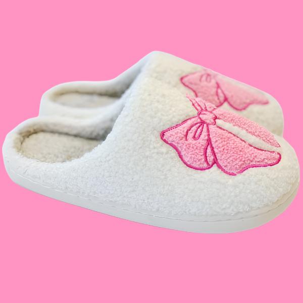 Pink Lounge Bow Cozy Slippers