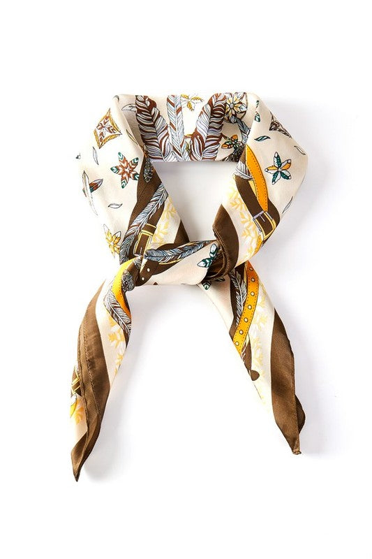 Mix Flower Printed Silky Square Scarf