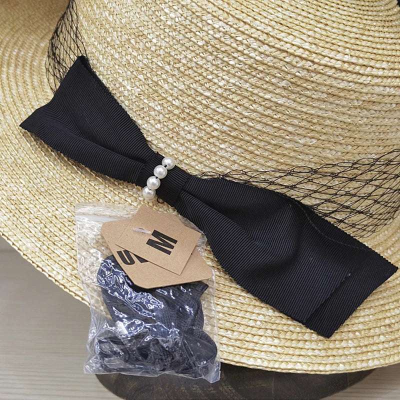 Fashion Lace Bow Wide Brim Nature Straw Sunhat Hat